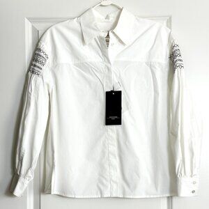 NWT WEEKEND MAX MARA Detroit White Cotton Long Sleeve Button Up Shirt Size 4